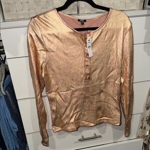 Express Metallic Long Sleeve Top